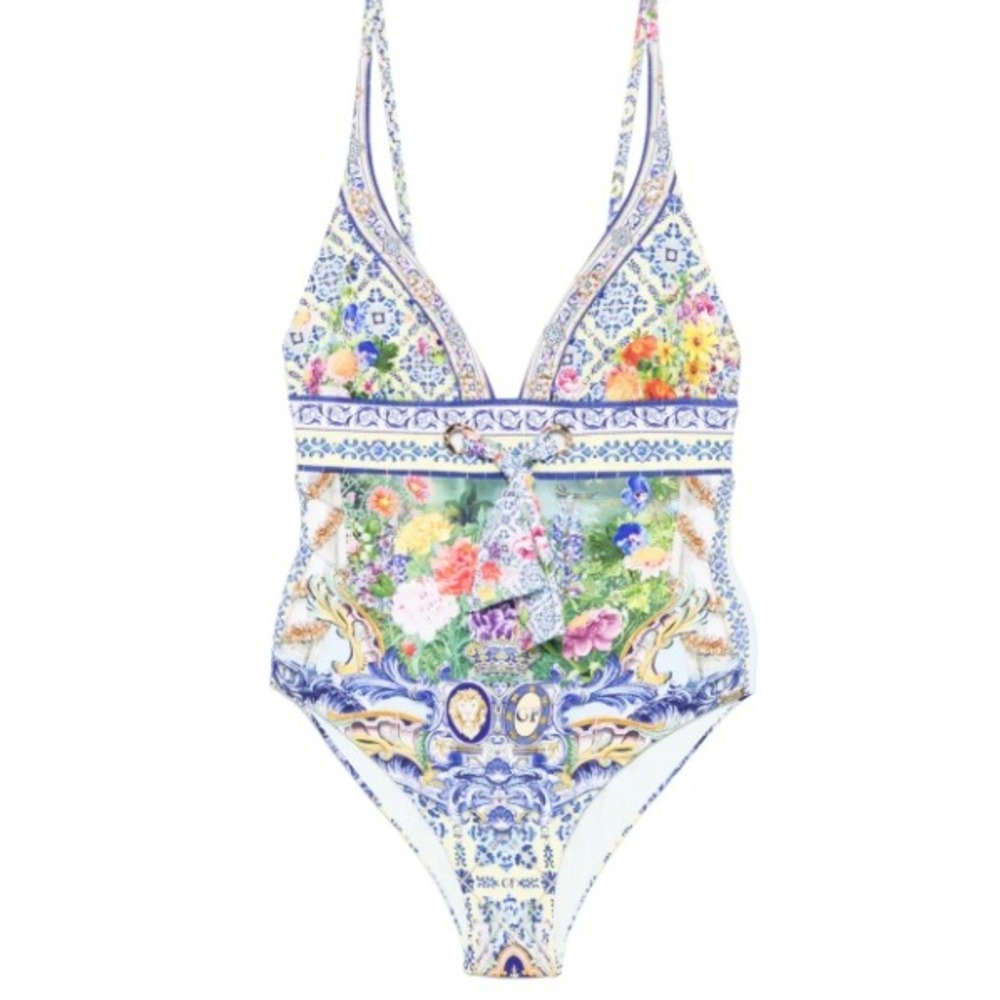 NWOT Camilla SM/2 Wall to Wall Tie Triangle One Piece Swimsuit Crystals $415